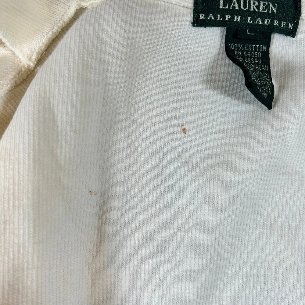 Lauren Ralph Lauren Womens Full Zip Jacket Cream Size L Ski Team Distressed - Picture 3 of 15